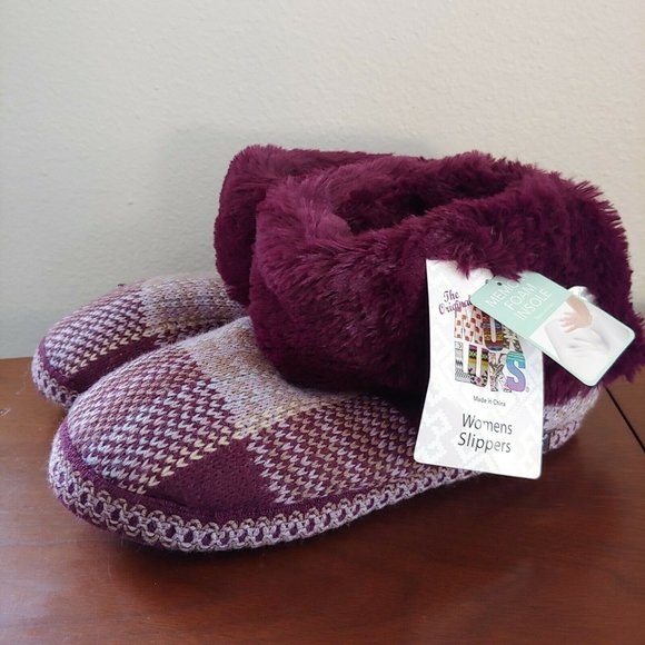MUK LUKS Purple Faux Fur Low Bootie Size 9 NWT